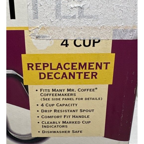 Mr. Coffee 4-Cup Glass Replacement Decanter Comfort Handle Drip-Resistant Spout - Picture 2 of 9